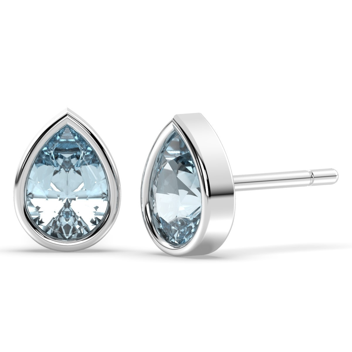Tear drop Blue Topaz studs in 18K Gold Plated