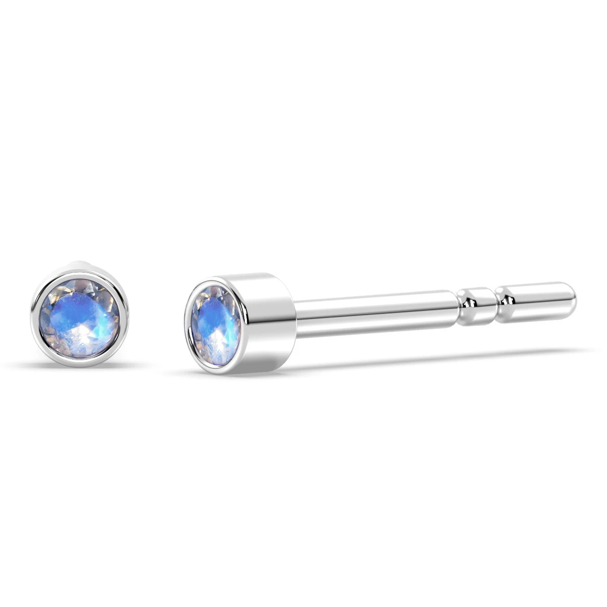 Dainty Rainbow moonstone stud earrings