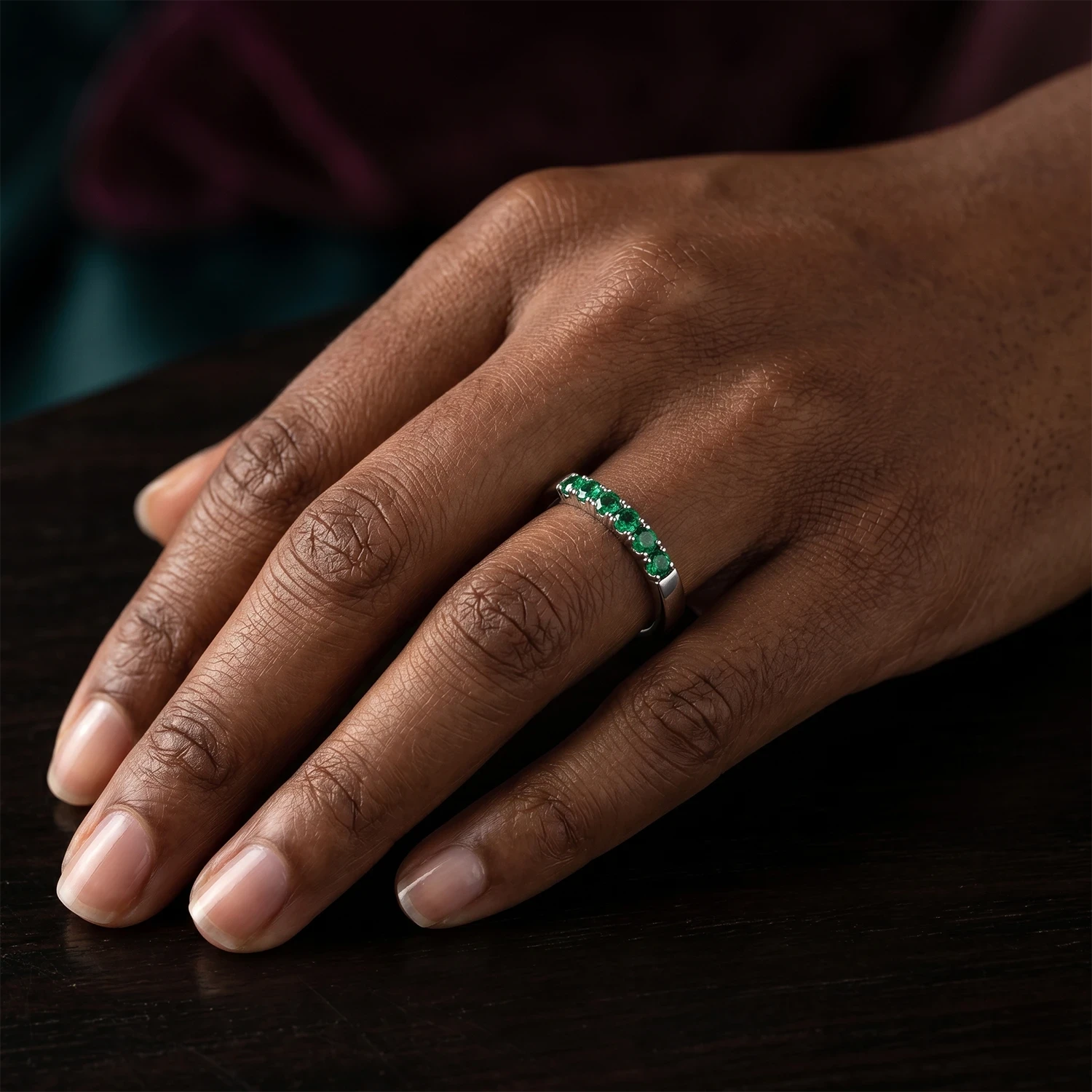 Rich Green Emerald Glow Eternity Ring