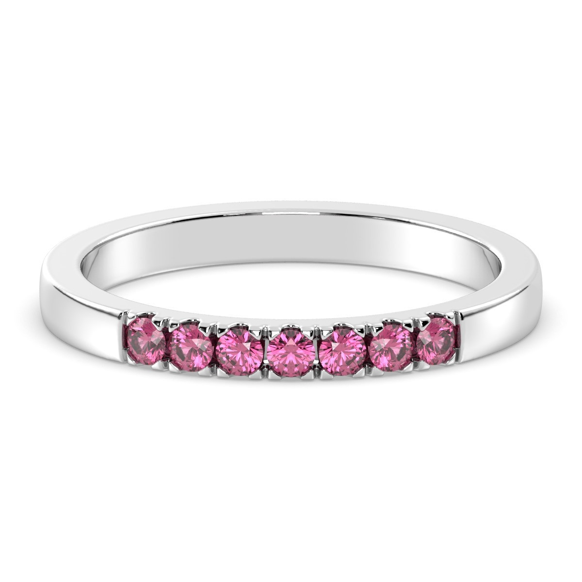 Pink Tourmaline pave band ring