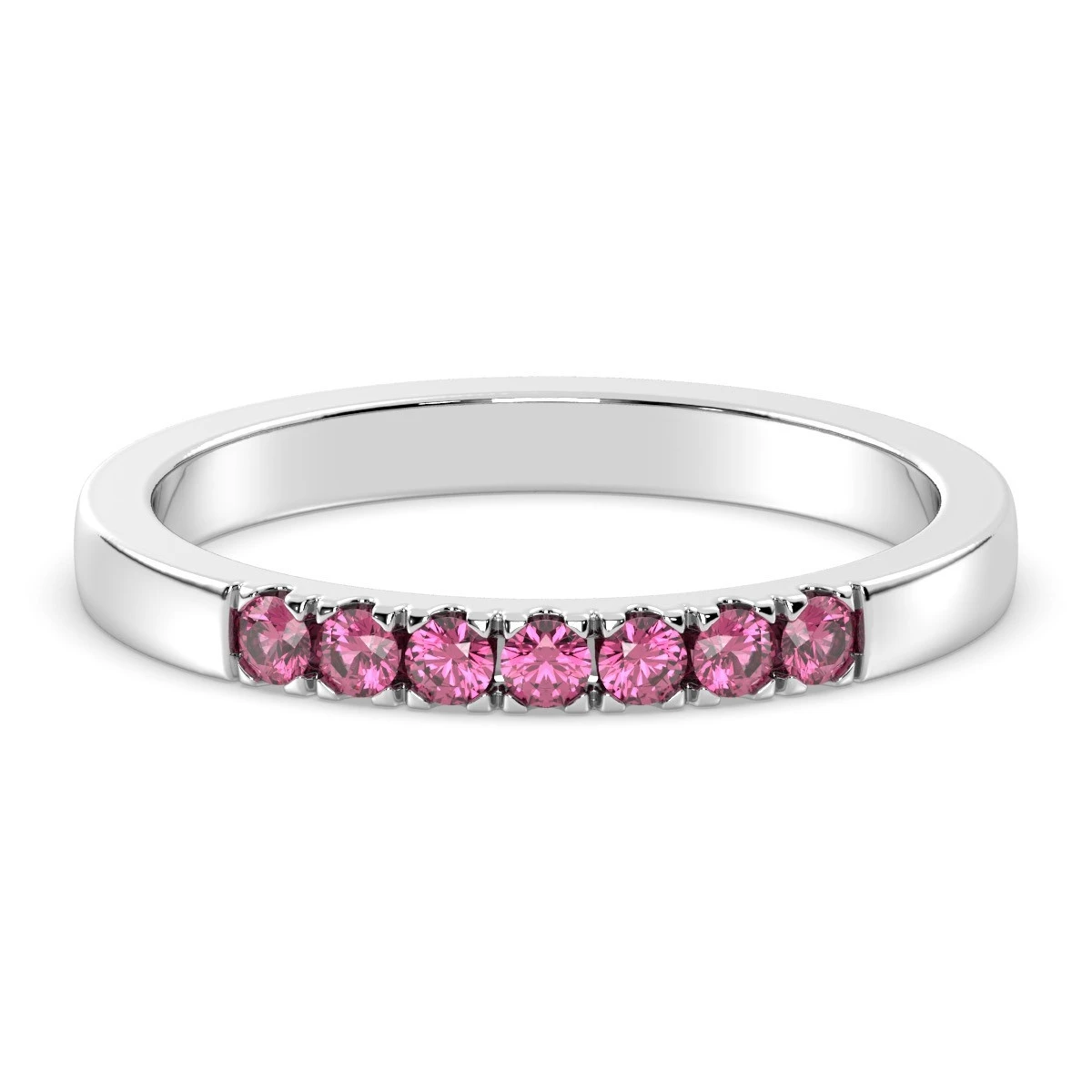 Pink Tourmaline pave band ring