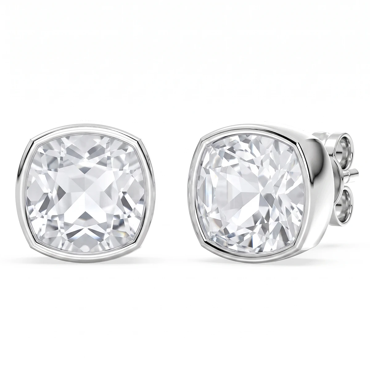 Solitaire White Topaz Cushion Cut Stud Earrings