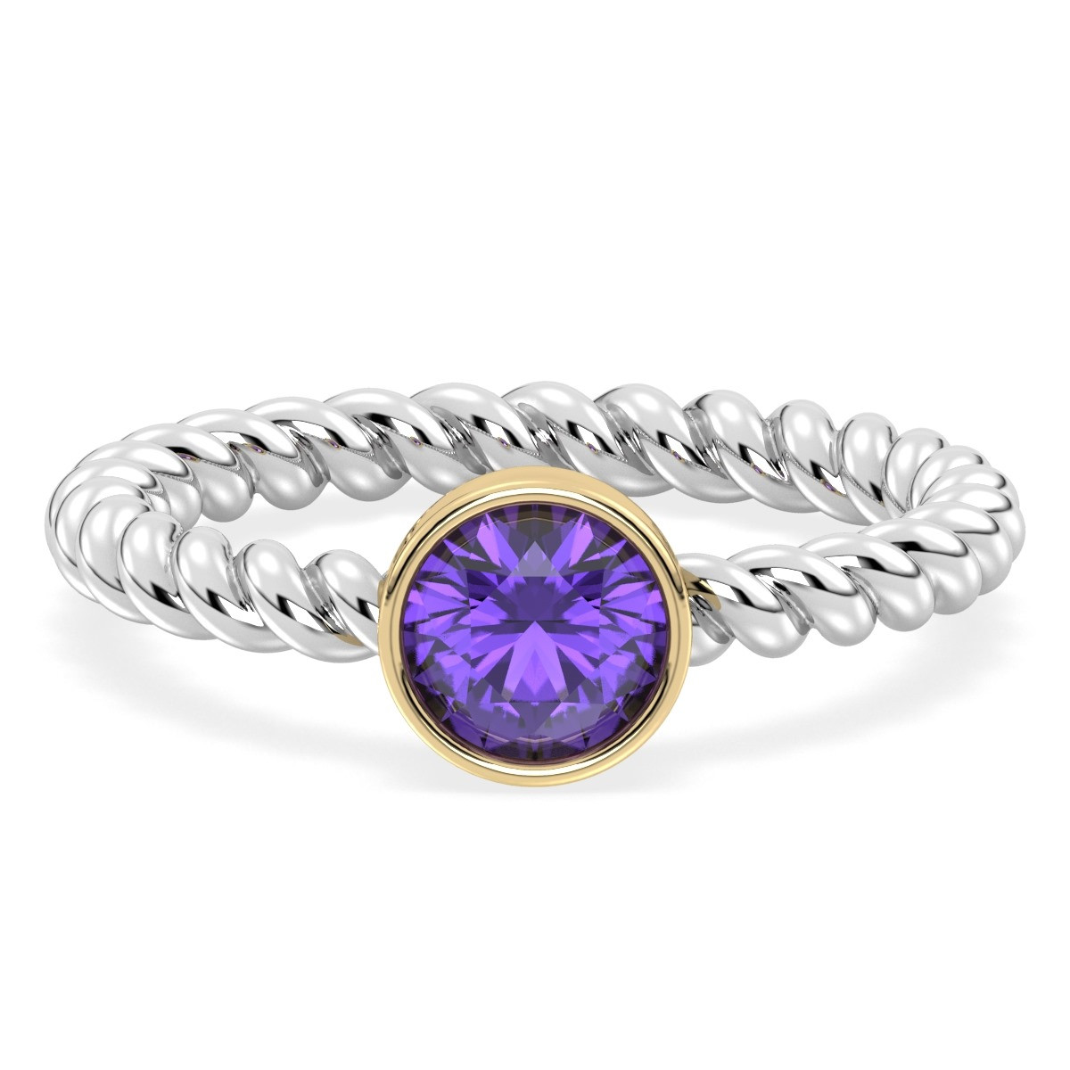 Christina Amethyst gold plated bezel ring