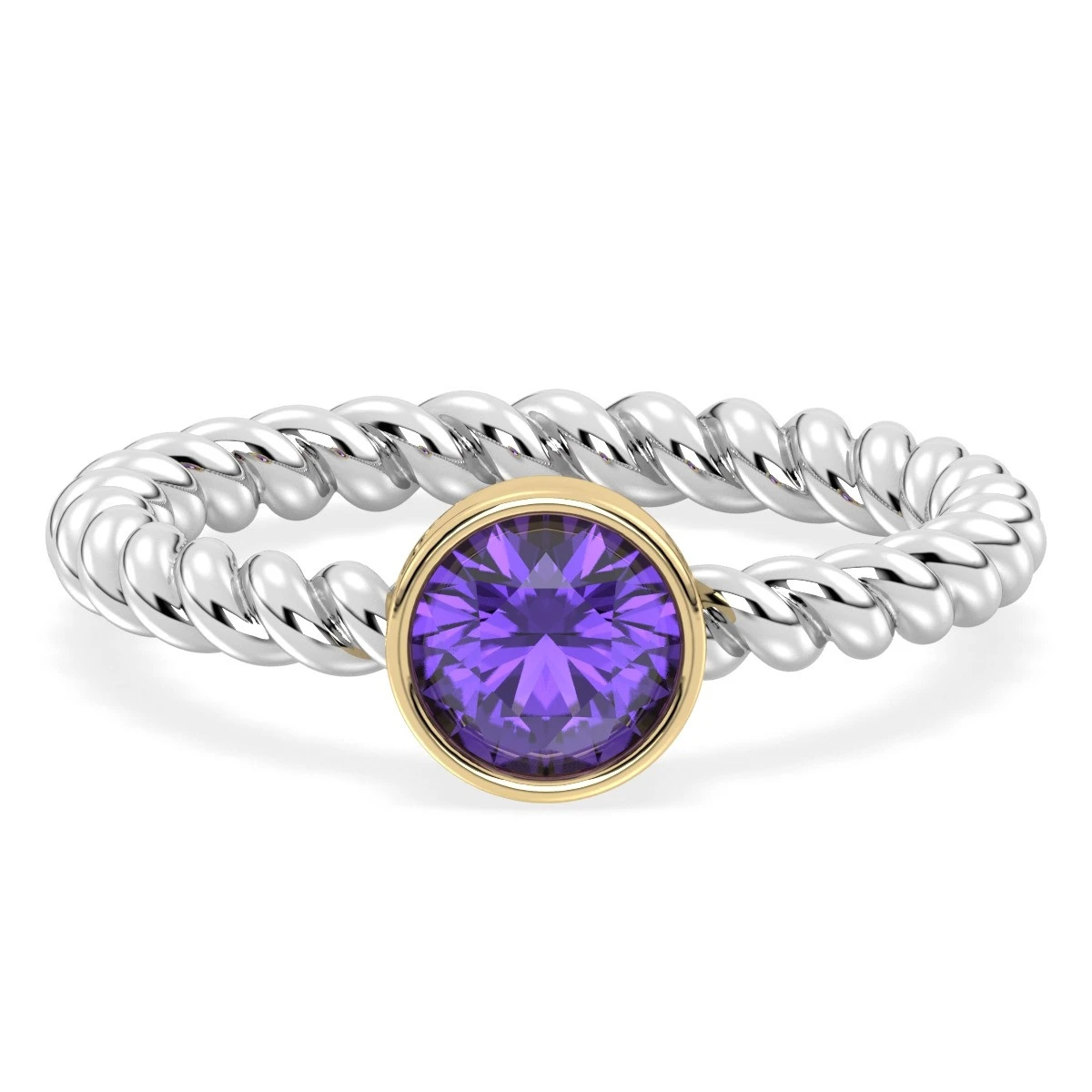 Christina Amethyst gold plated bezel ring