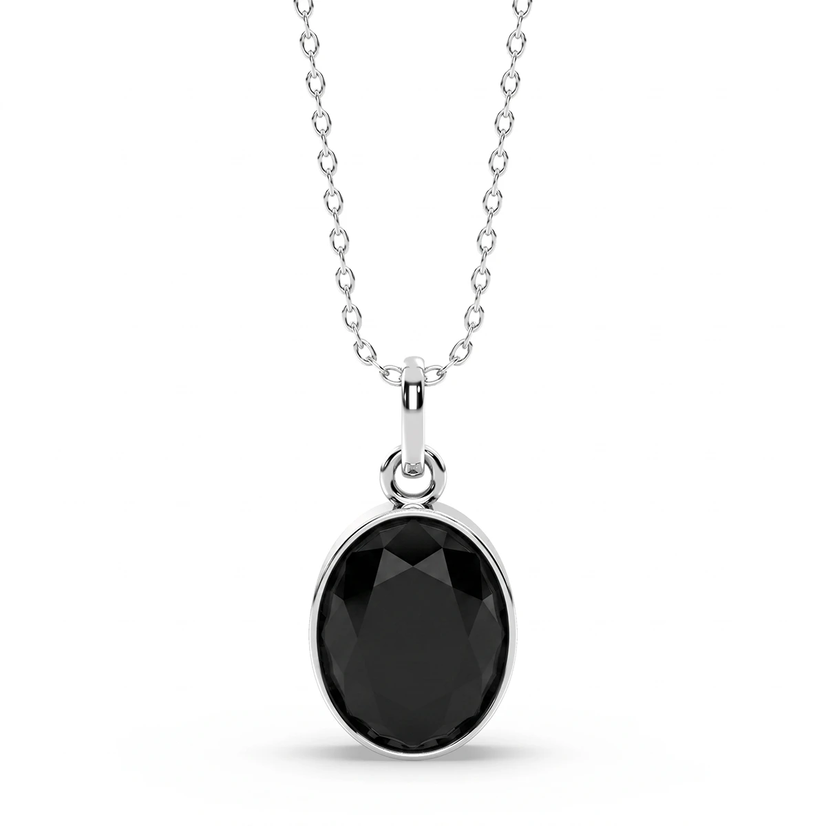 Black Onyx Oval Pendant Necklace