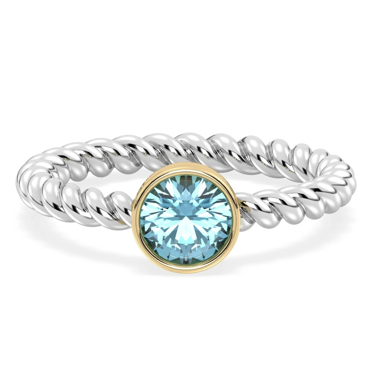 Christina Sky Blue Topaz gold plated bezel ring
