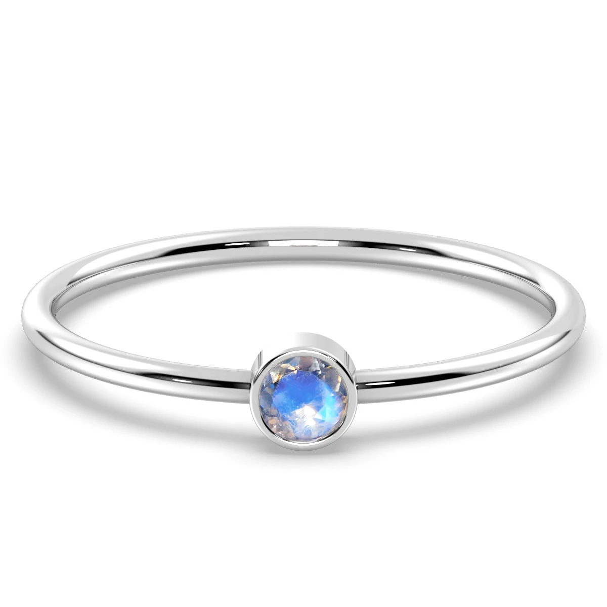 Cute Dainty Rainbow Moonstone stacking ring