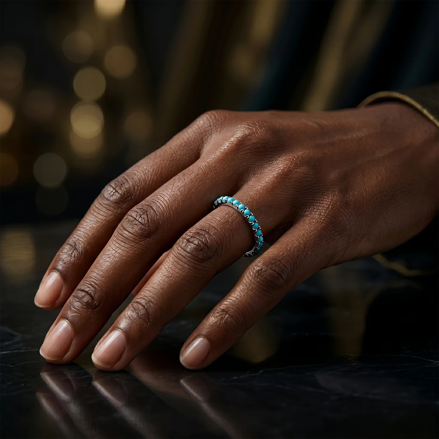 Natural Turquoise eternity ring
