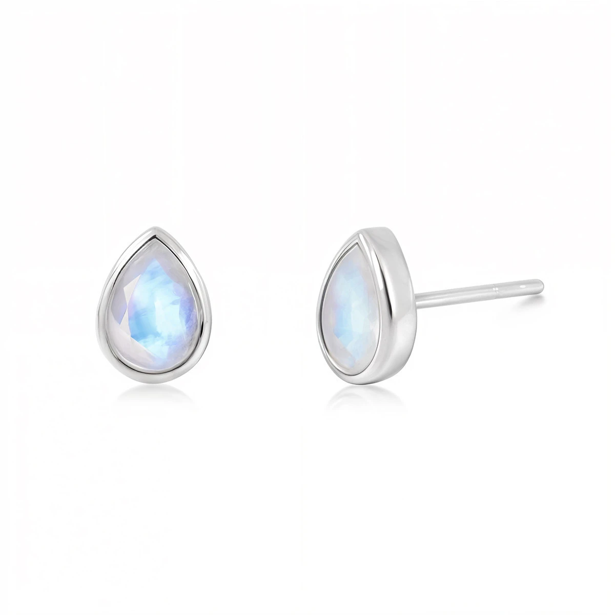 Rainbow Moonstone Pear stud earrings
