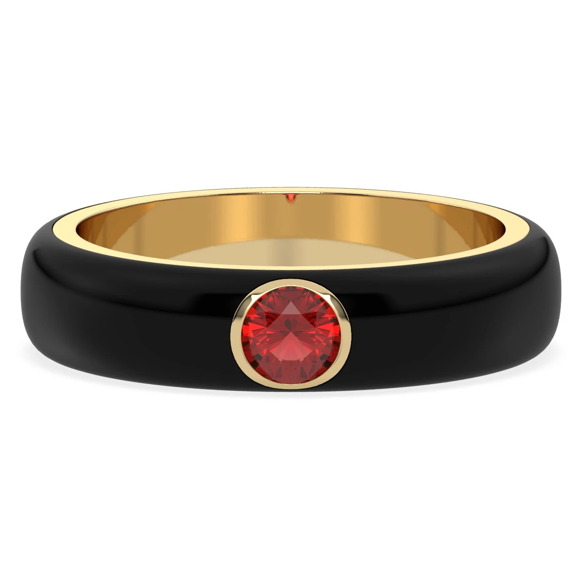 Courtney Black enamel garnet ring