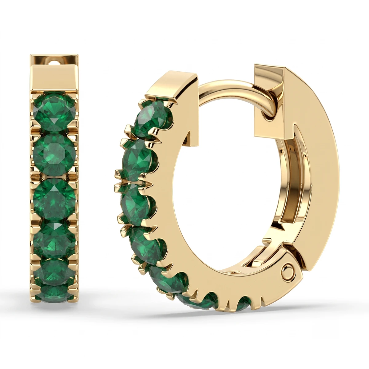 Emerald Pavé Huggies Hoop Earrings