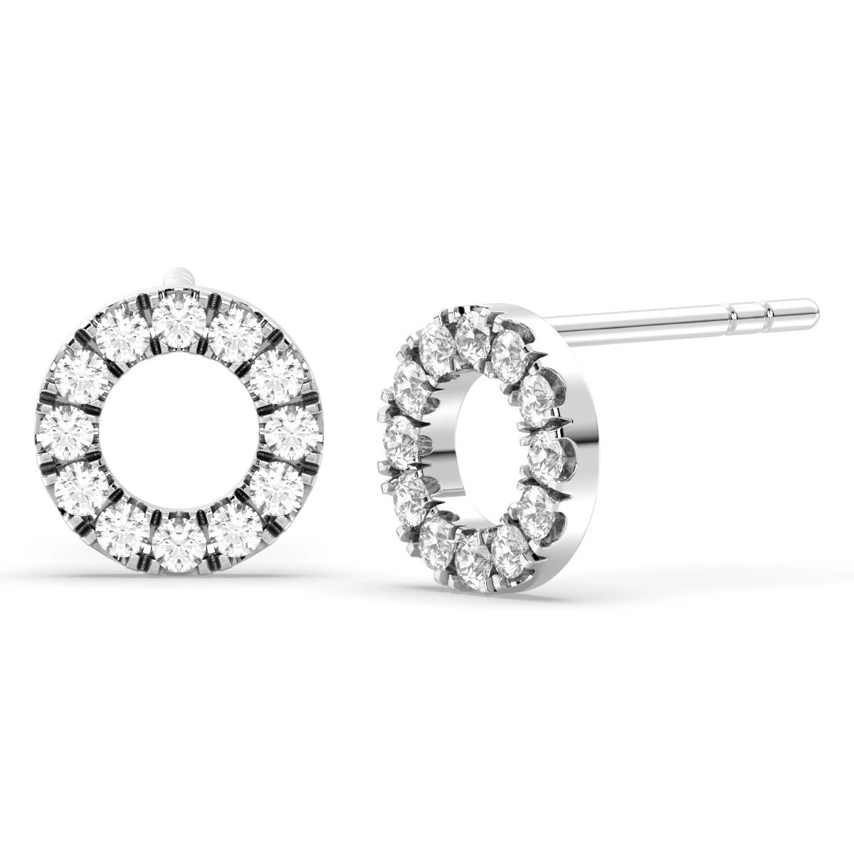 Open Circle White Topaz stud earrings