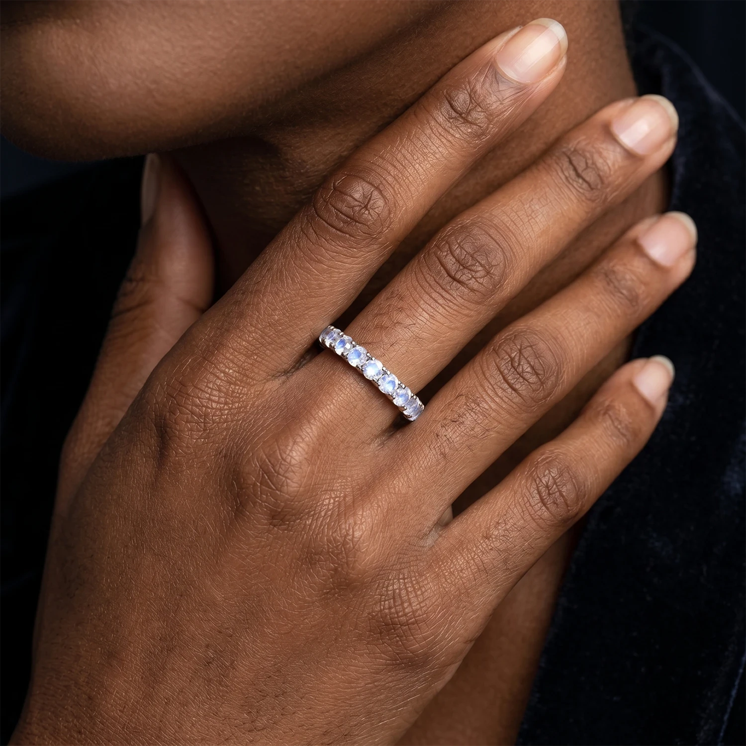 Celeste Pave Rainbow Moonstone ring