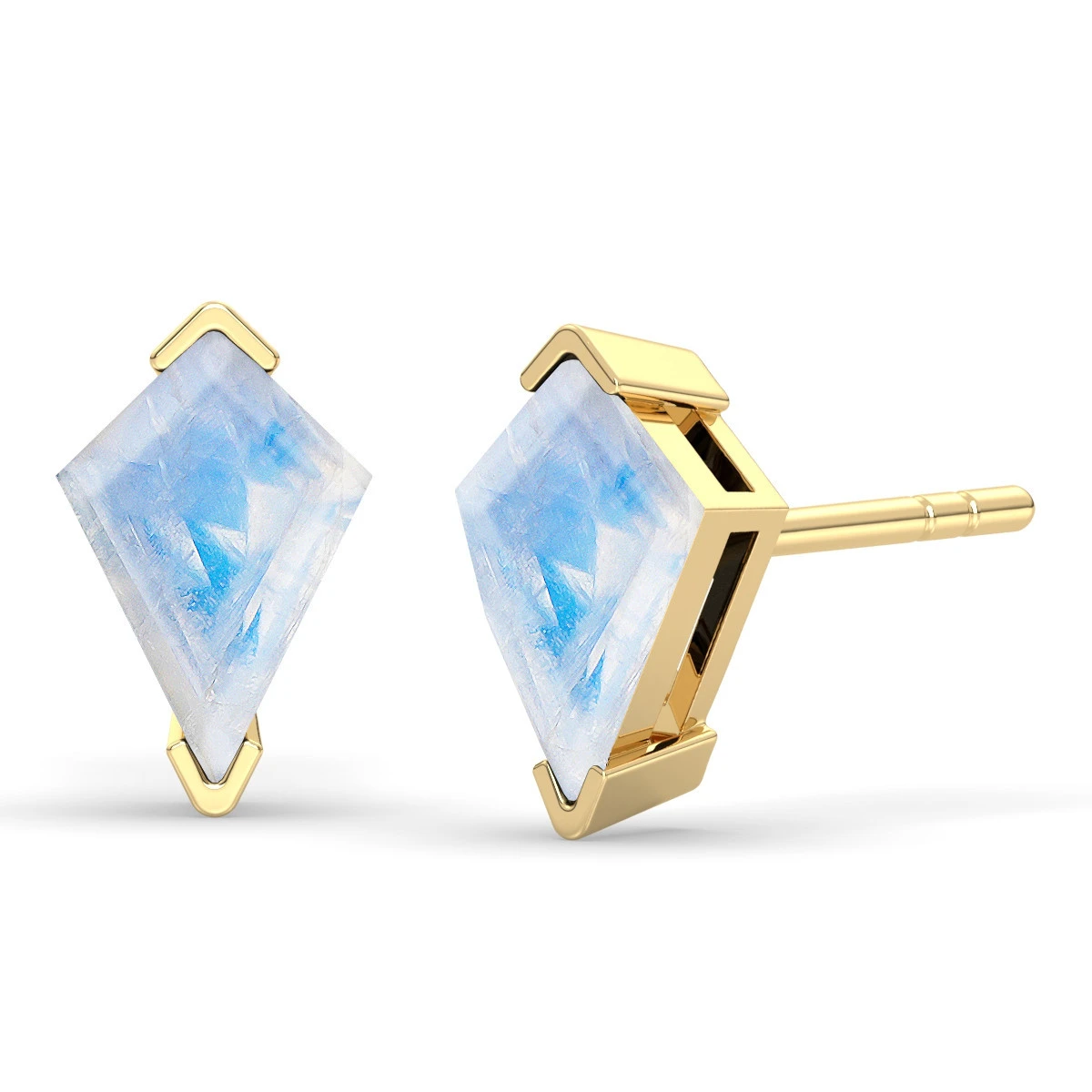 Rainbow Moonstone kite stud earrings
