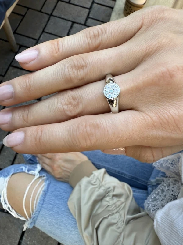 Rainbow Moonstone Cluster Signet Ring