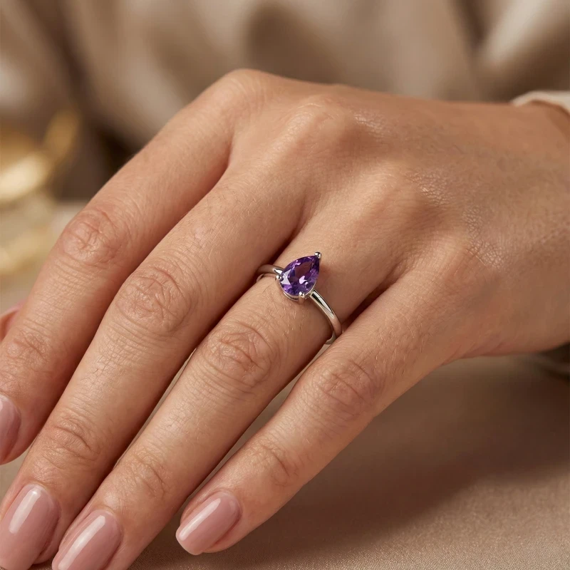 Sonia Amethyst pear ring