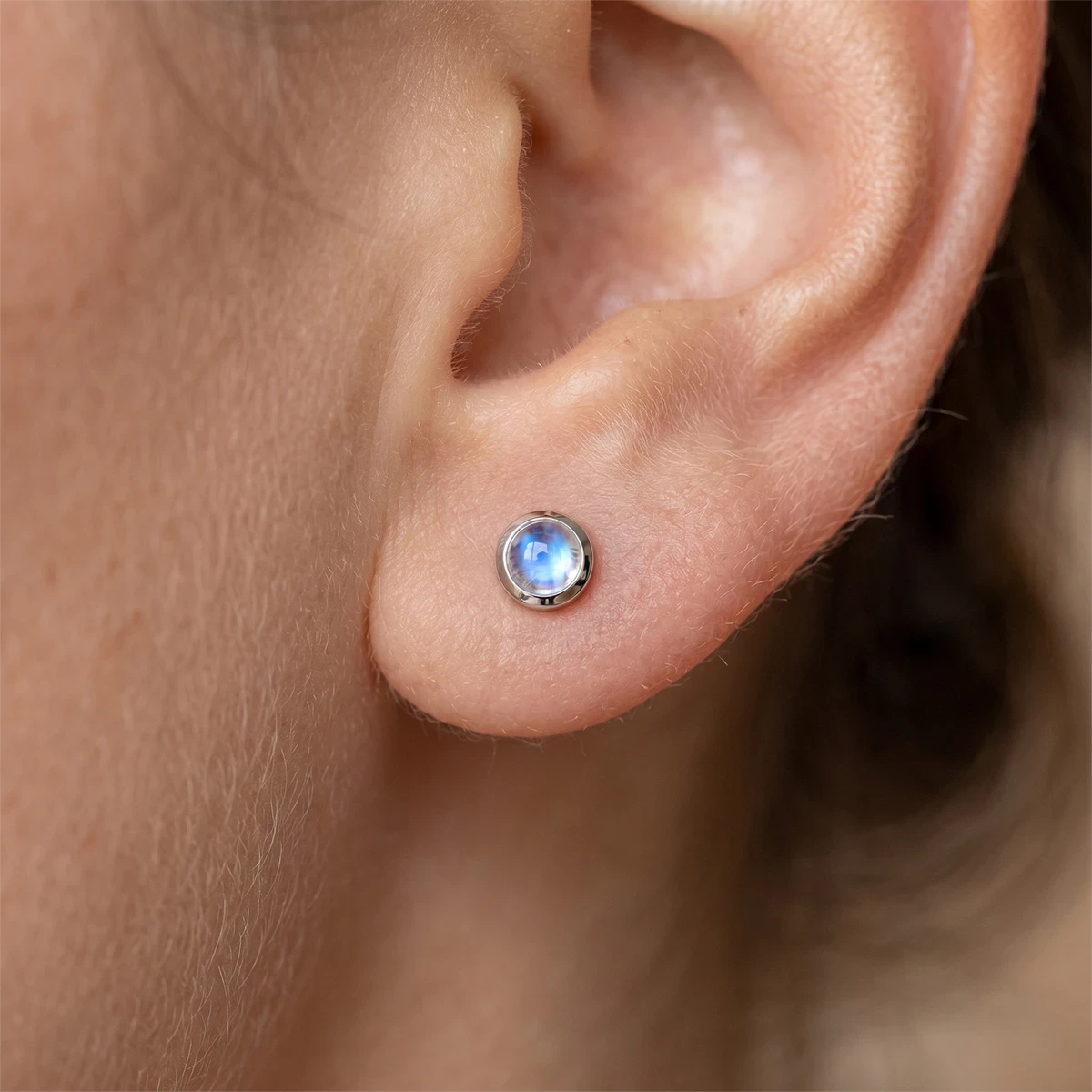 Rainbow Moonstone Classic Stud Earrings