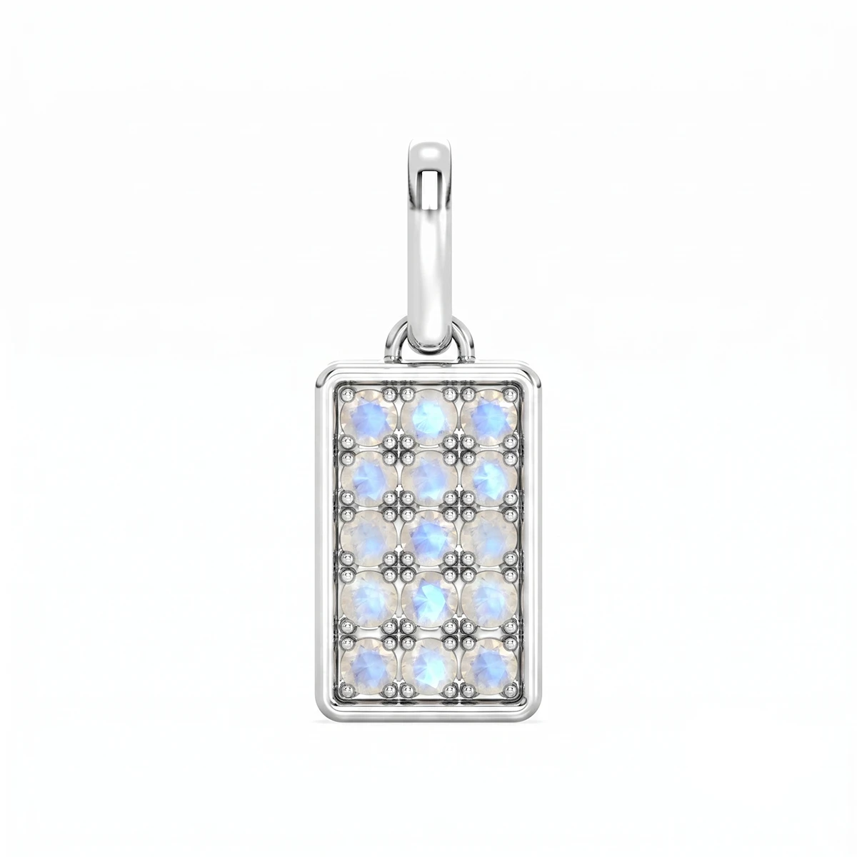 Rainbow Moonstone Brick Pendant Charm