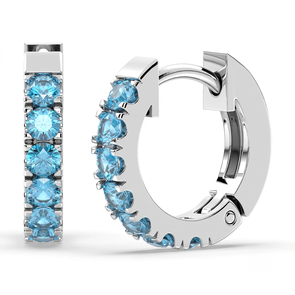 Sky Blue Topaz Pavé Huggies Hoop Earrings