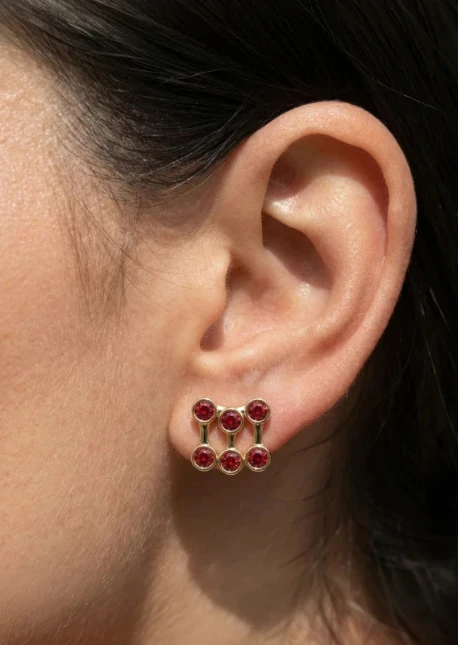 Garnet Fire drop stud earrings
