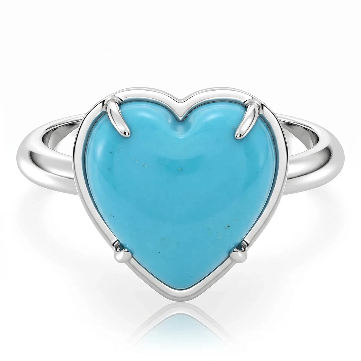 Audrey Turquoise statement heart ring in Sterling Silver