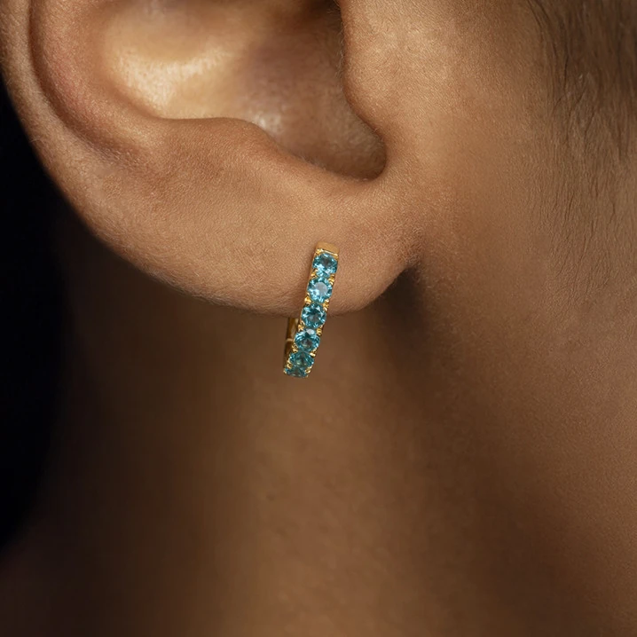 London Blue Topaz Huggies earrings