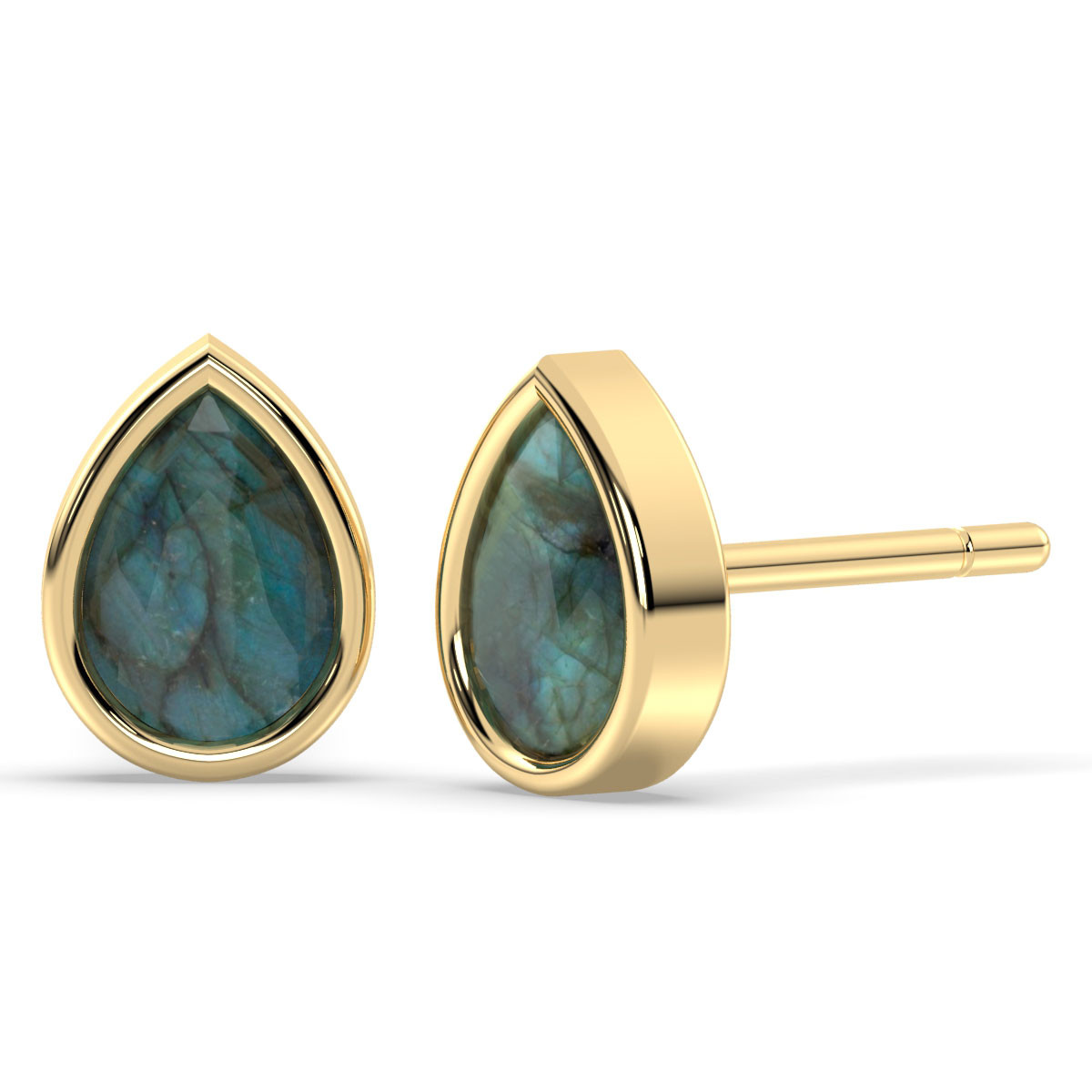 Labradorite pear shape cut stud earrings