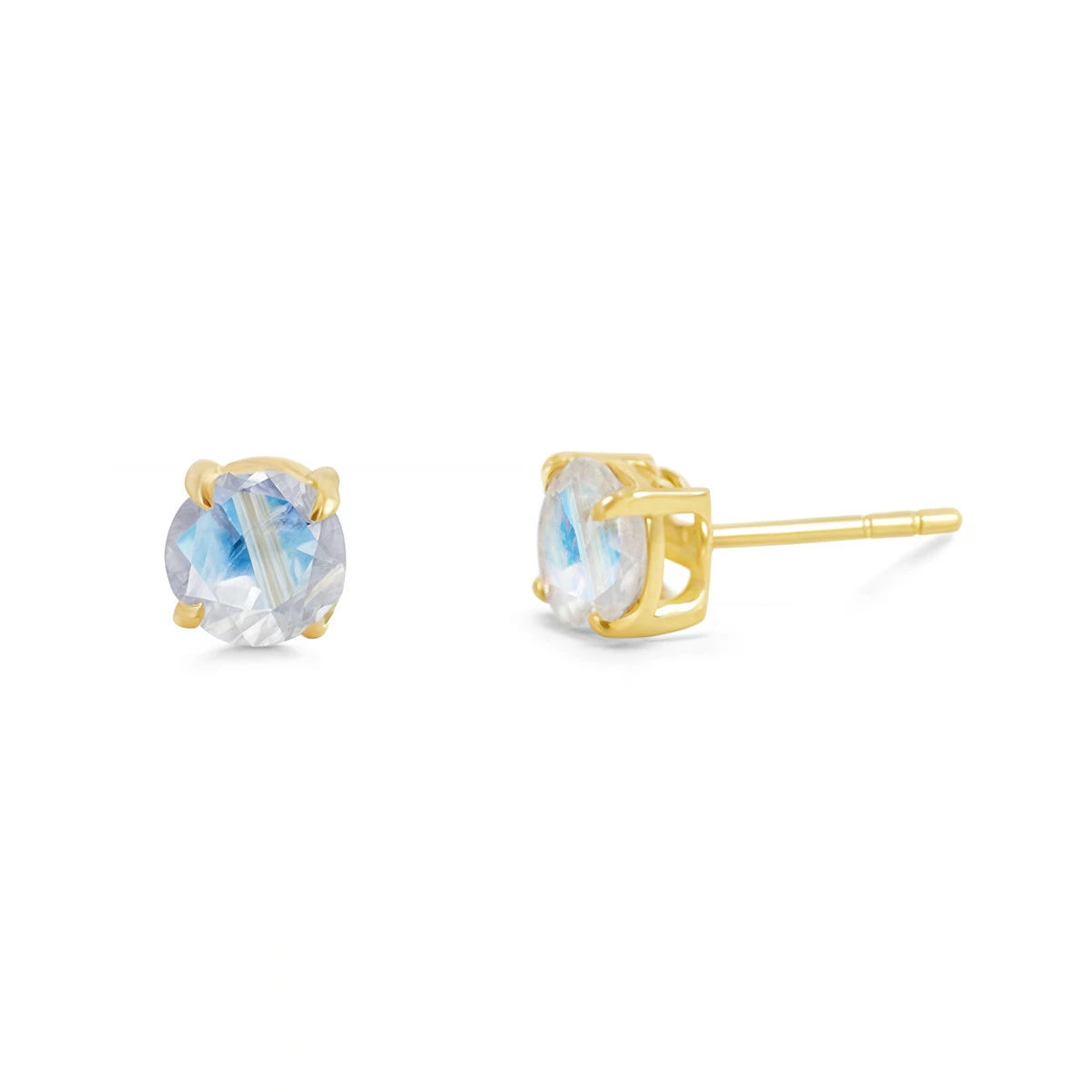 Blue Glimmer Rainbow Moonstone Studs Earrings