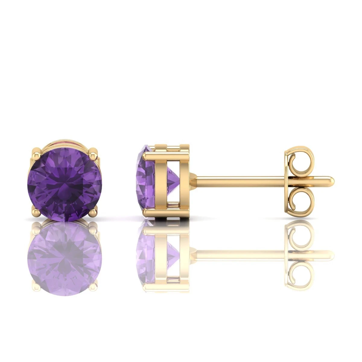 Amethyst studs in 18K Gold Plated and Sterling Silver