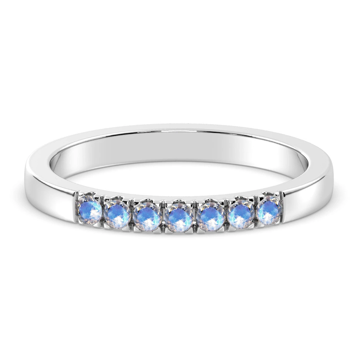 Rainbow Moonstone Pave Band