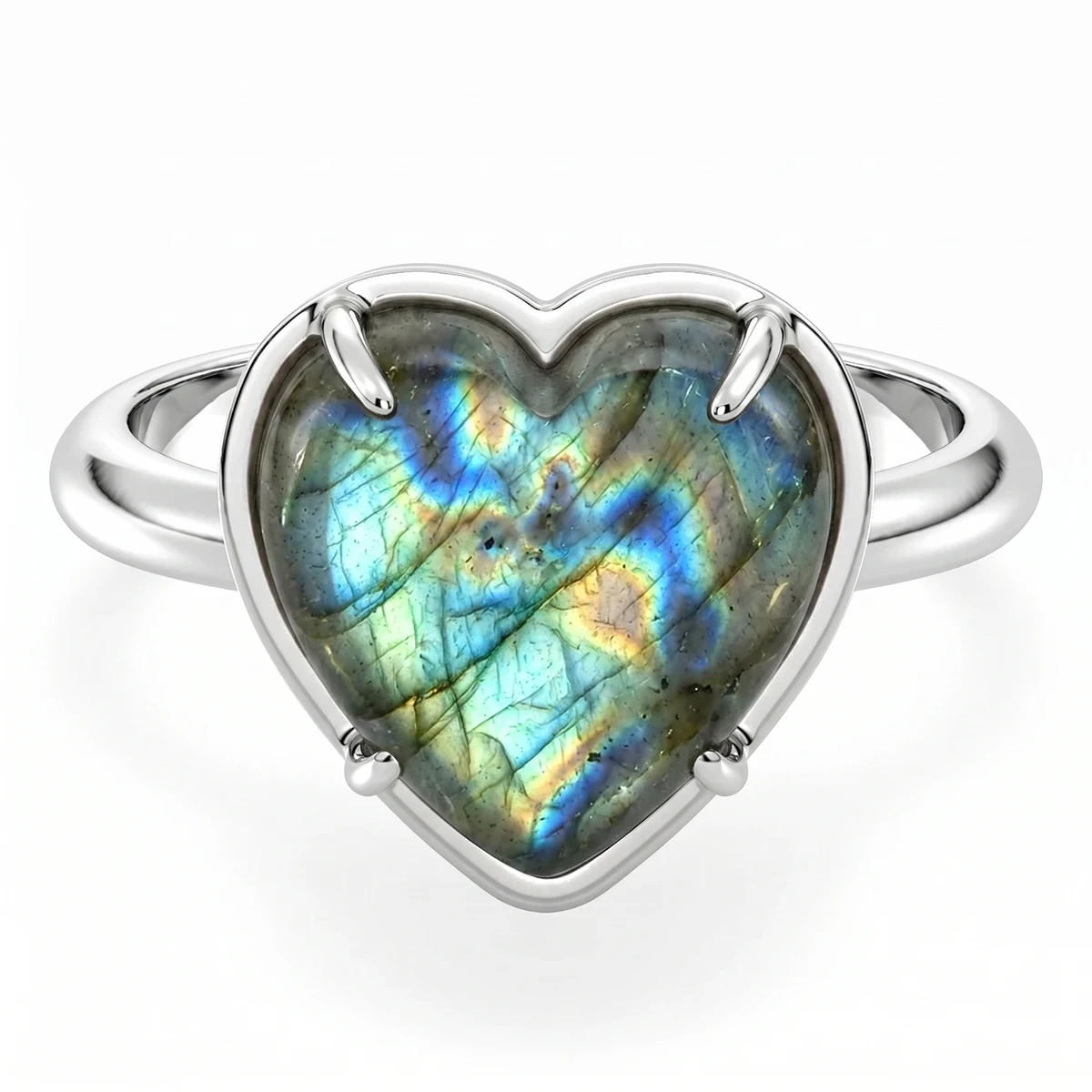 Audrey Labradorite statement heart ring in Sterling Silver