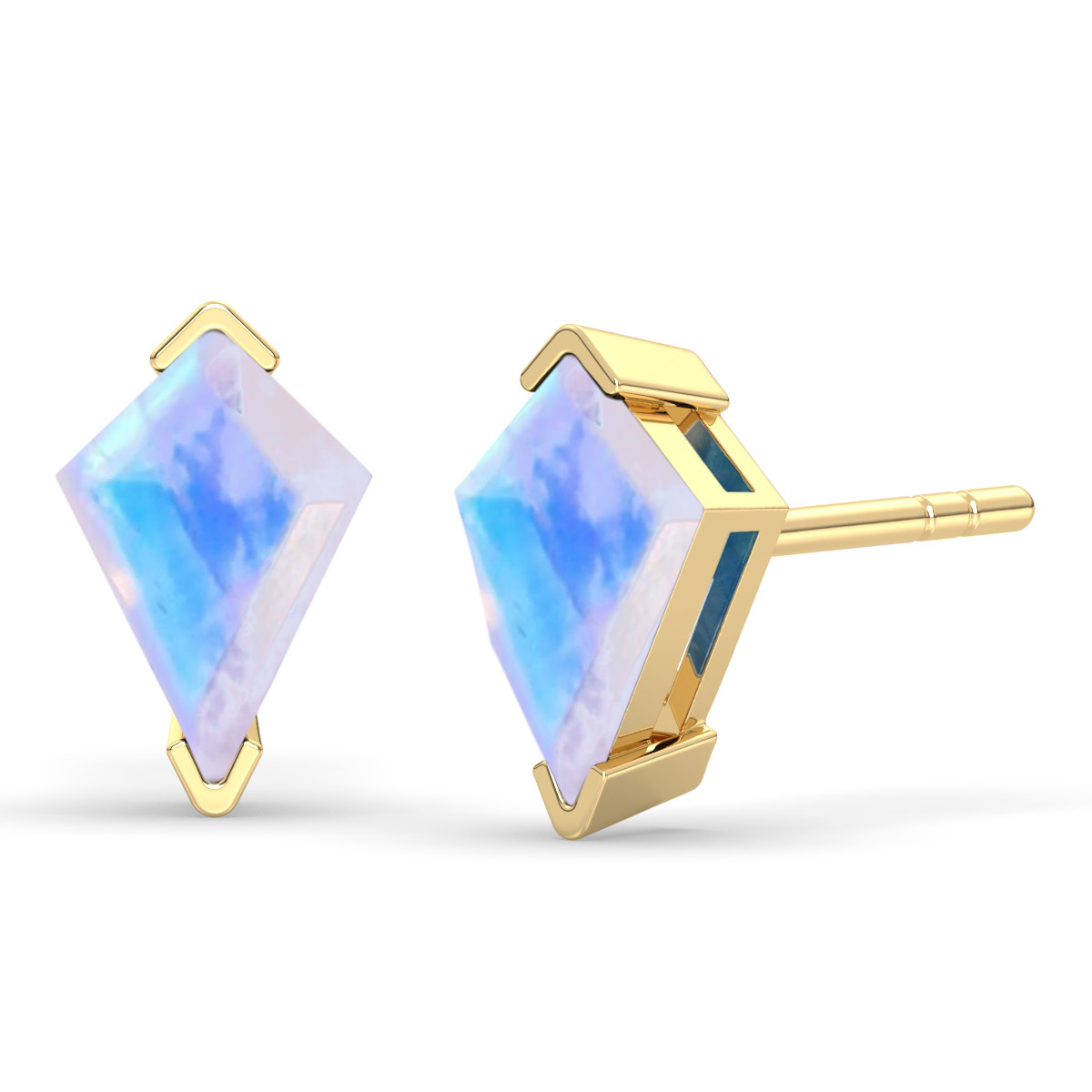 Rainbow Moonstone kite stud earrings