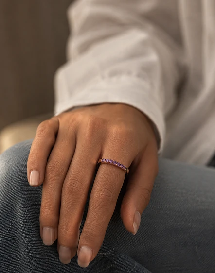 Petite Amethyst ring in 18K Gold Plated and Sterling Silver