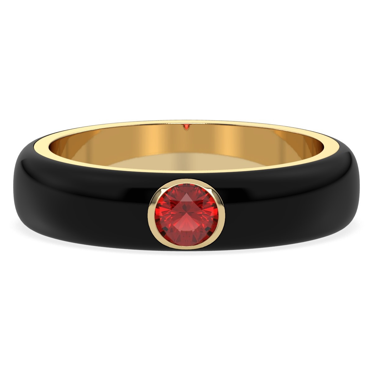 Courtney Black enamel garnet ring