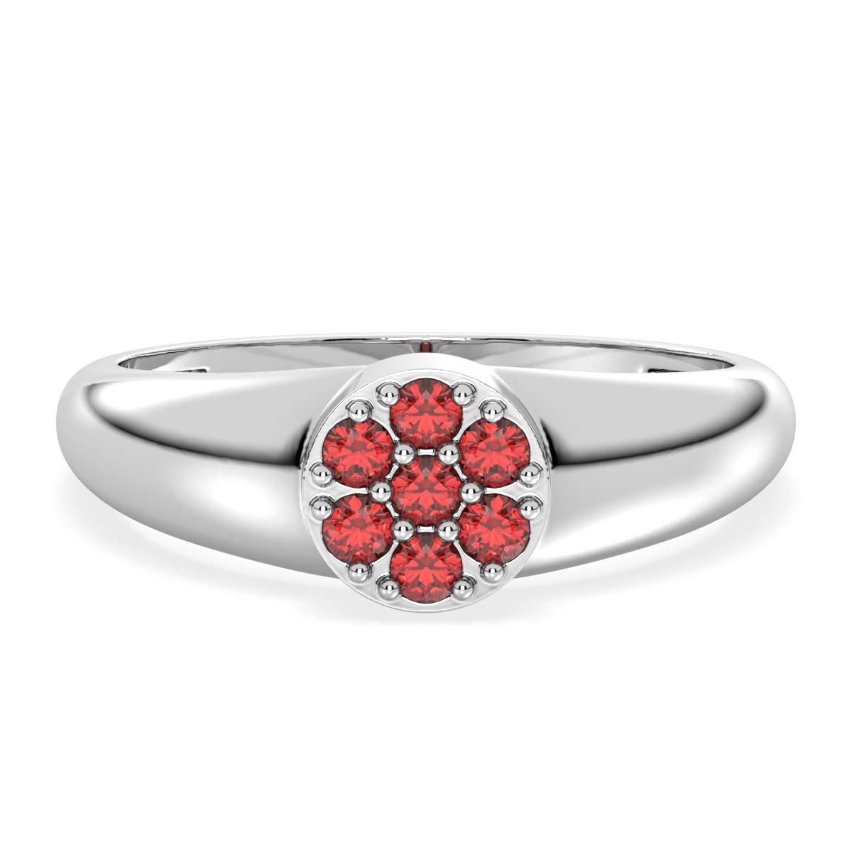 Garnet cluster signet ring