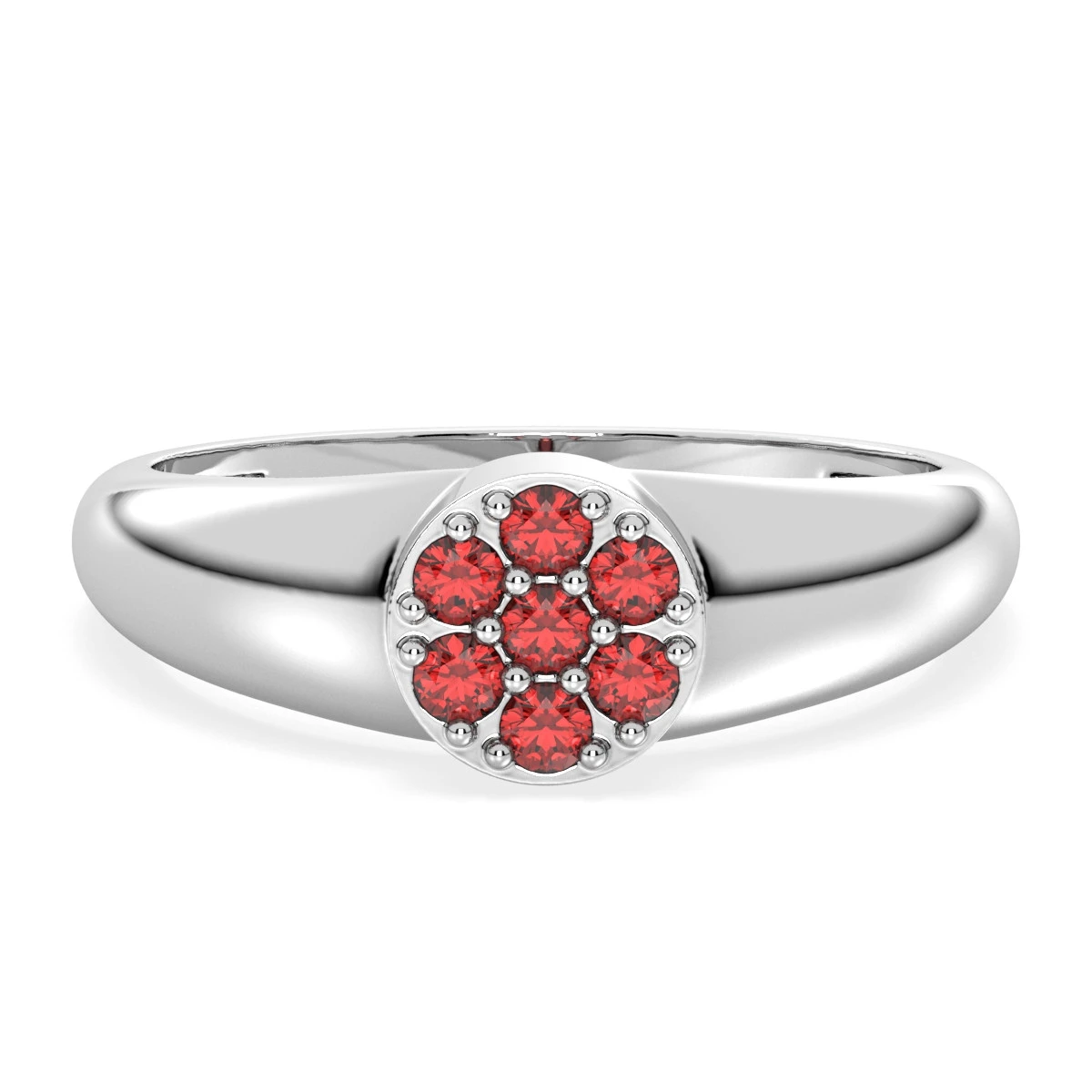 Garnet cluster signet ring