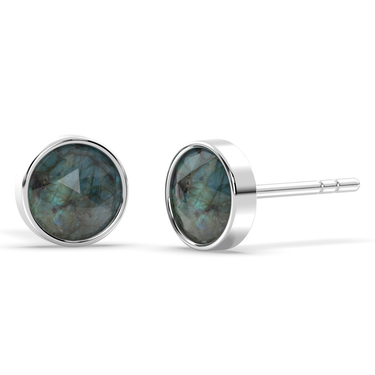 Labradorite Rose Cut studs in 18K Gold Plated