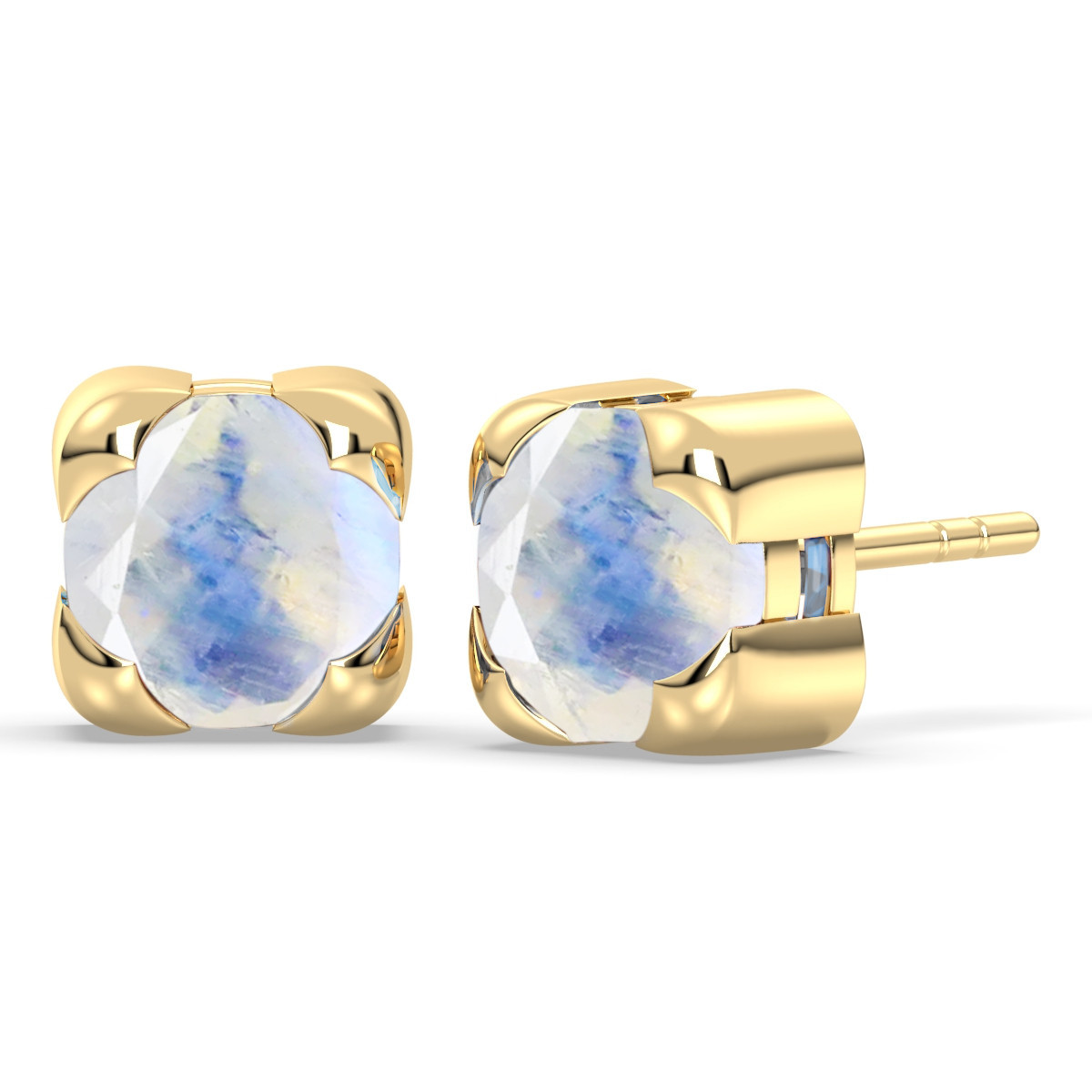 Blue Aura Rainbow Moonstone Earrings