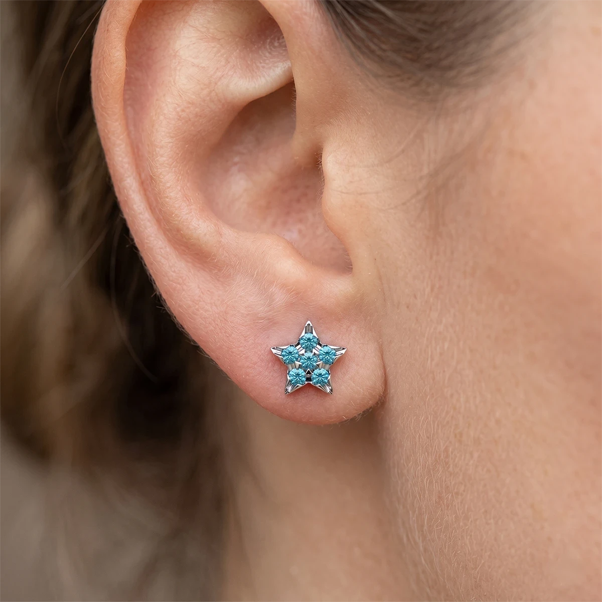 London Blue Topaz star pave stud earrings