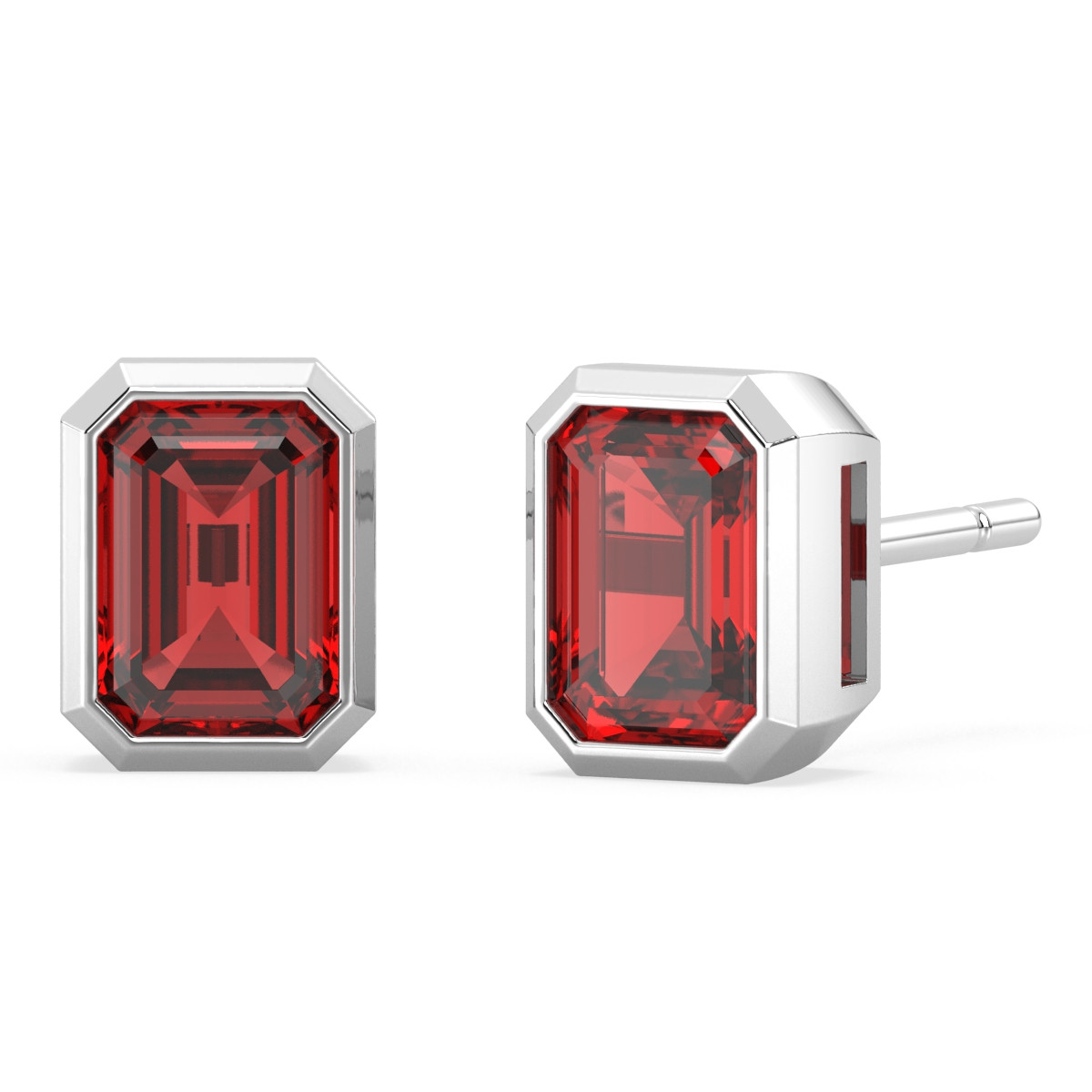 Garnet Emerald-Cut Solitaire Earrings