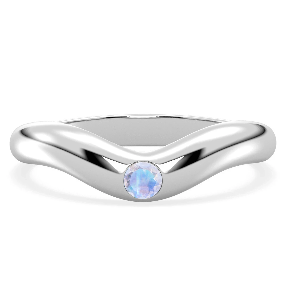 Riley Rainbow Moonstone Gemstone Silver Ring