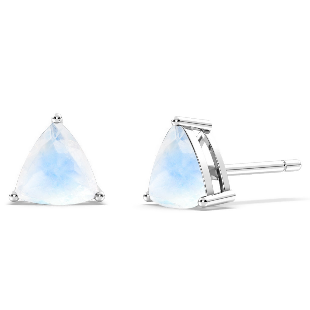 Casey Rainbow Moonstone triangle cut stud earrings