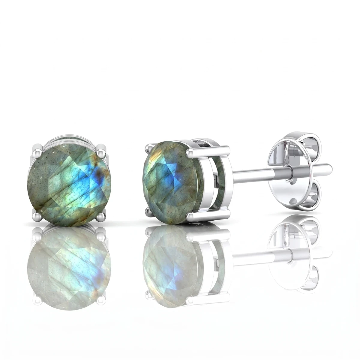 Labradorite Studs in 18K Gold Plated and Sterling Silver