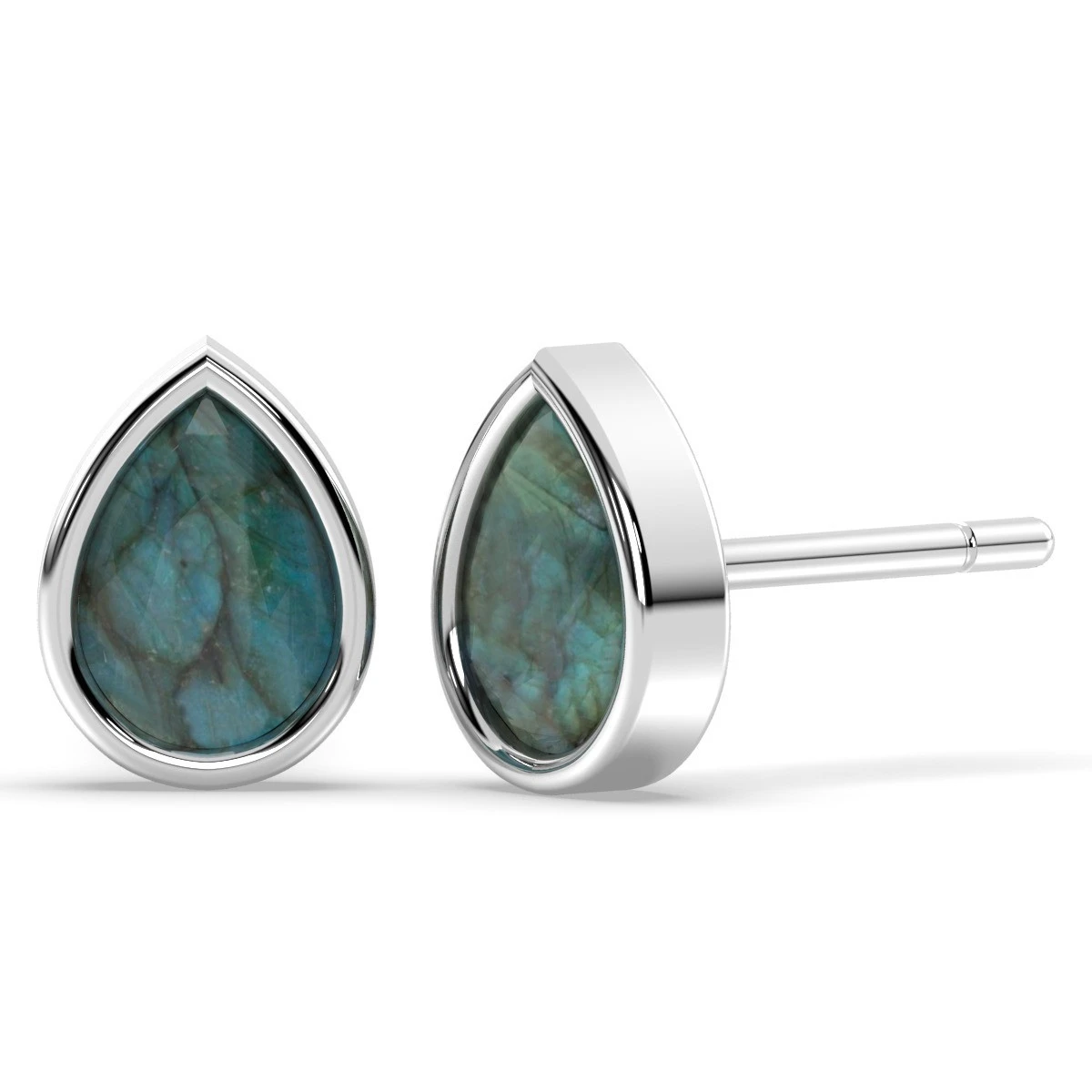 Labradorite pear shape cut stud earrings