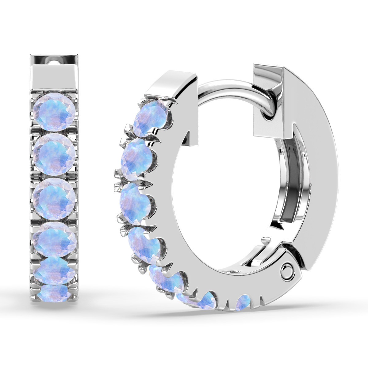 Blue Velvet Halo Rainbow Moonstone Earrings