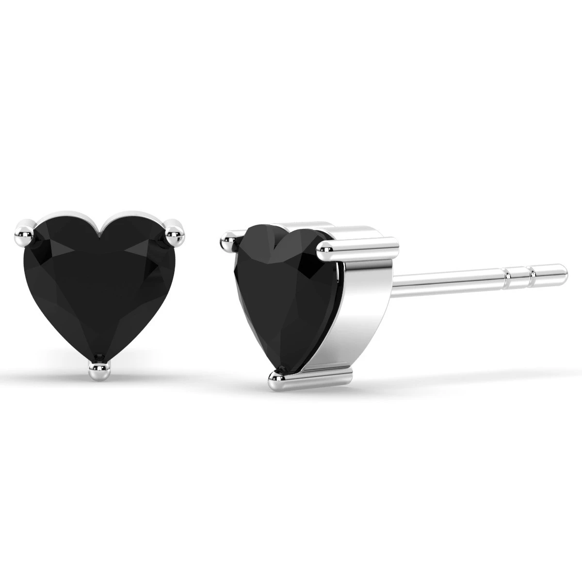 Rebecca Black Onyx heart stud earrings