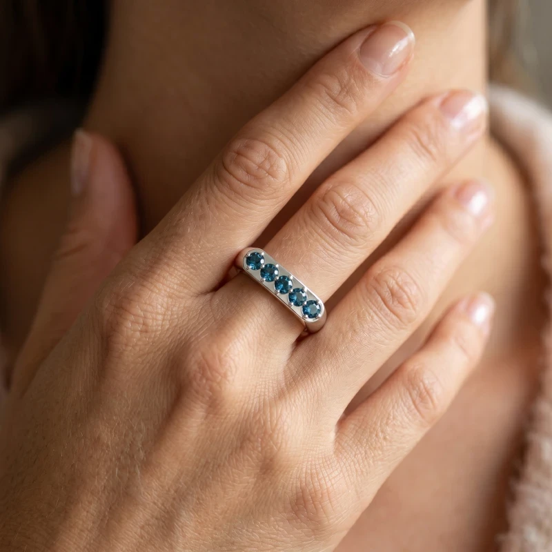 London Blue Topaz Linear Band Ring
