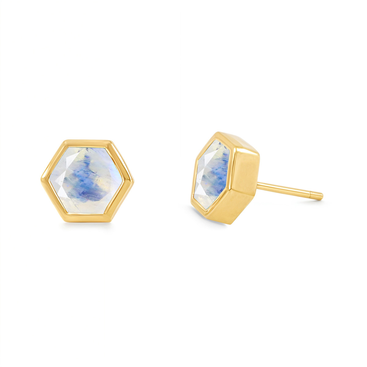 Blue Aura Rainbow Moonstone Earrings