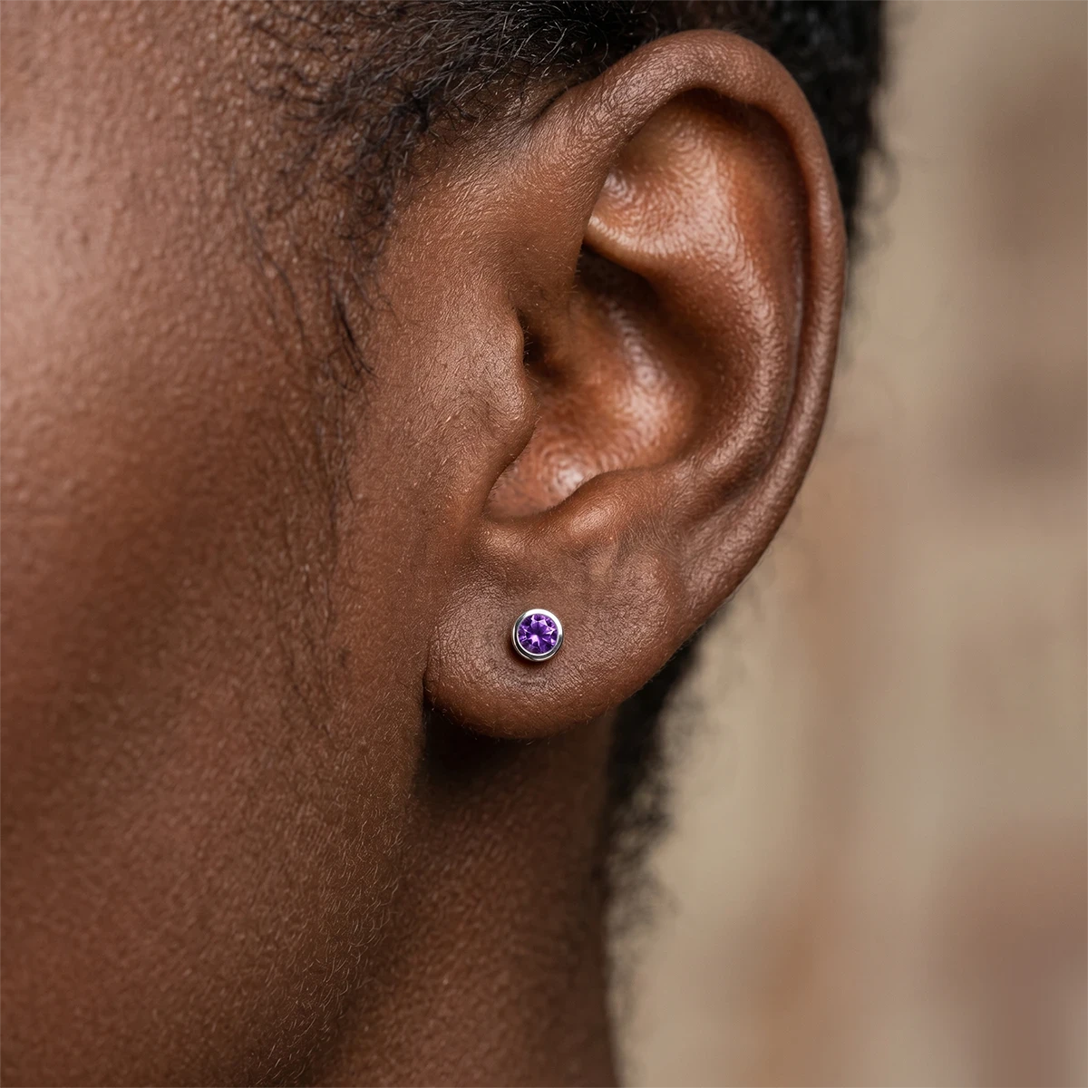 Amethyst dainty stud earrings