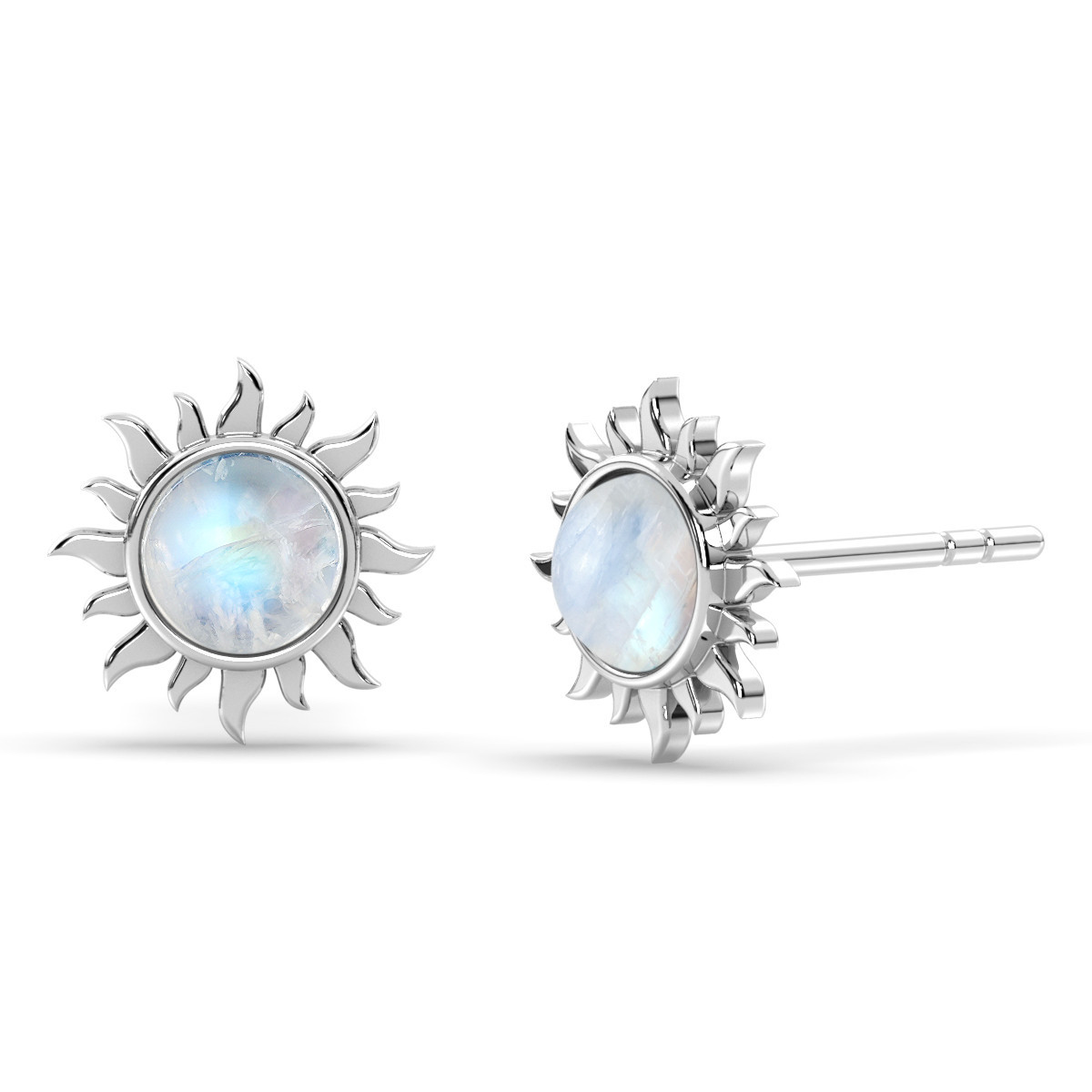 Rainbow Moonstone sun stud earrings